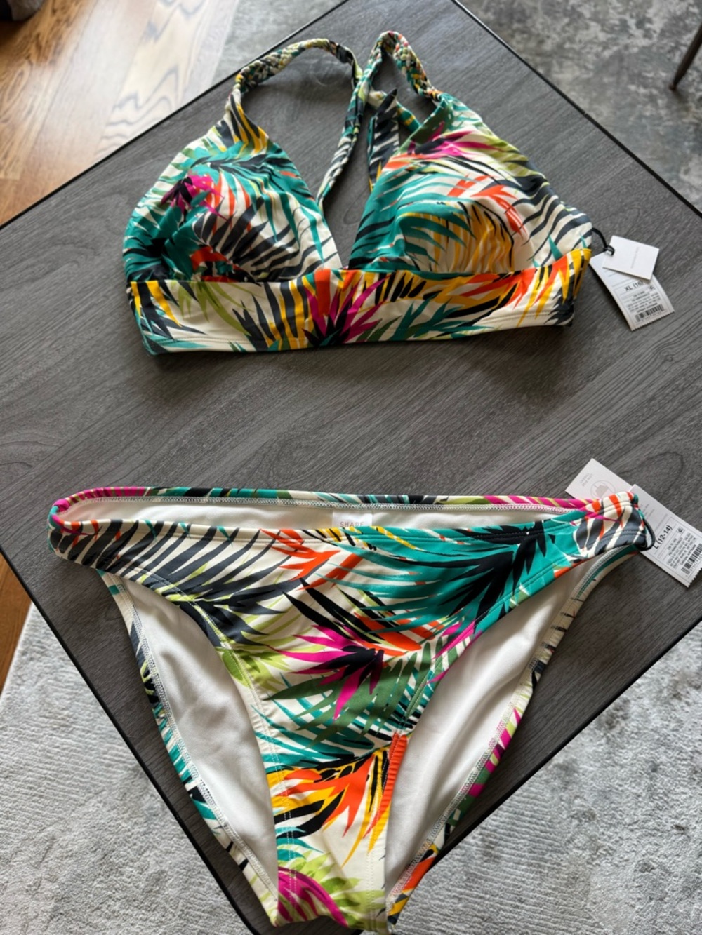 Tropical Leaf Print Bikini Set - Multicolor